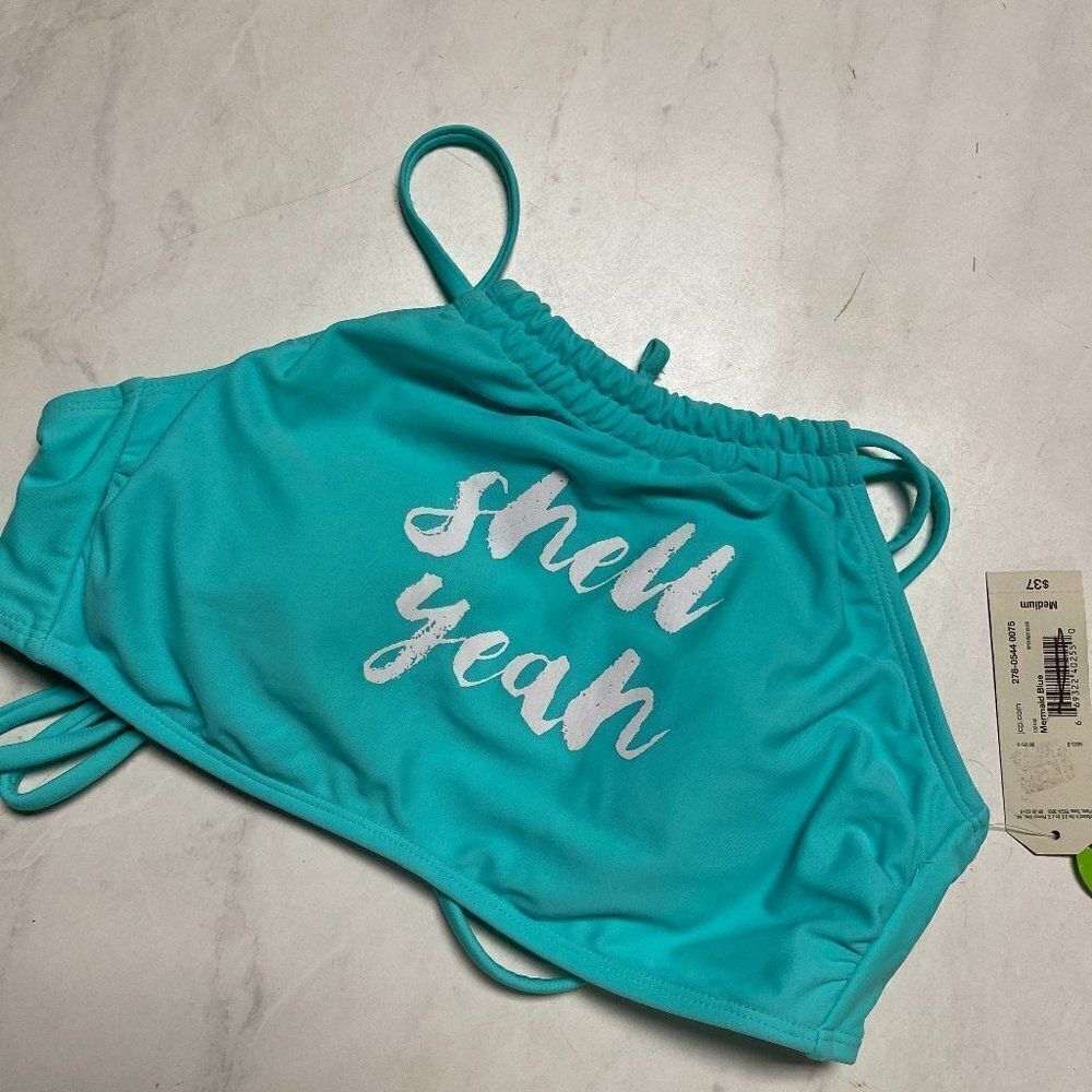 NWT Shell Yeah Bikini Top Medium JCPenny Mermaid Blue